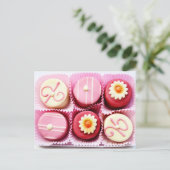 Kleine roze en witte chocolade briefkaart (Staand voorkant)
