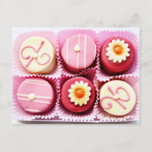 Kleine roze en witte chocolade briefkaart