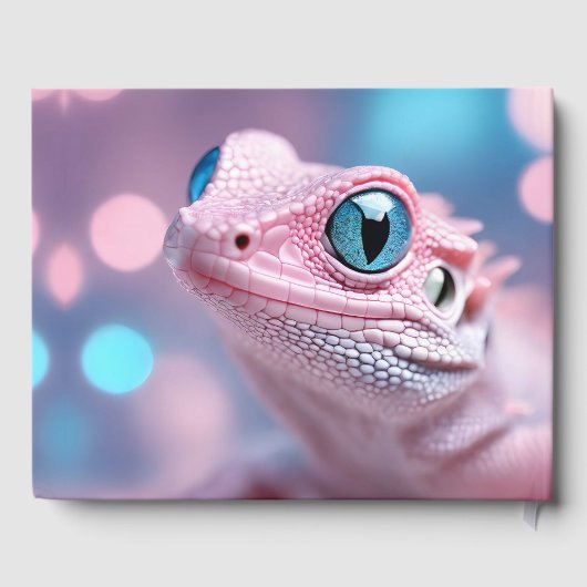 Kleine Roze Hagedis w / Big Blue Eyes Datum Info Gastenboek (Achterkant)