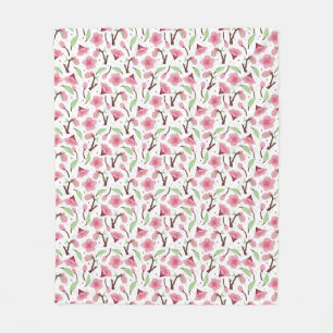 Kleine Roze Kersenbloesem Bloempatroon Fleece Deken