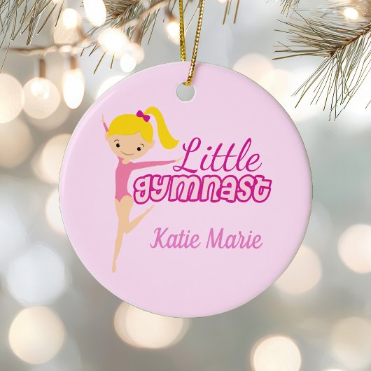 Kleine roze Kinder kerstmis met gymnast Keramisch Ornament