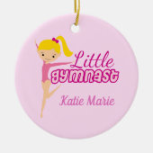 Kleine roze Kinder kerstmis met gymnast Keramisch Ornament (Voorkant)