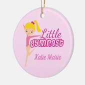 Kleine roze Kinder kerstmis met gymnast Keramisch Ornament (Links)