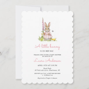 Kleine Roze Konijn Meisje Baby Shower Kaart