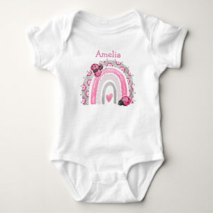 Kleine roze lieveheersbeestjes met regenboog baby Romper