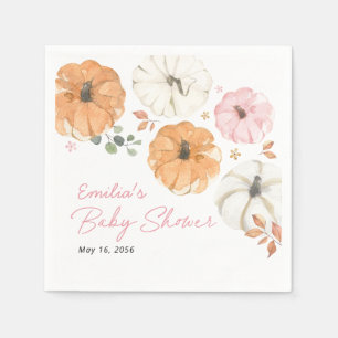 Kleine Roze Pompoen Meisje Baby Shower Aangepast Servet