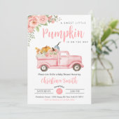 Kleine Roze Pompoen Rustieke Truck Baby Meisje Dou Kaart (Staand voorkant)