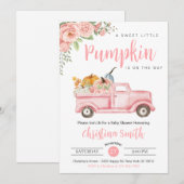 Kleine Roze Pompoen Rustieke Truck Baby Meisje Dou Kaart (Voorkant / Achterkant)