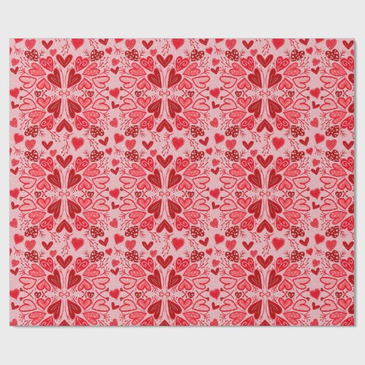 Kleine roze rode harten Valentijn Gift Cadeaupapier (Vlak)