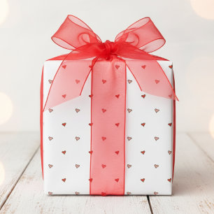 Kleine Roze Rode Hartjes Minimaal Valentijnsdag Cadeaupapier