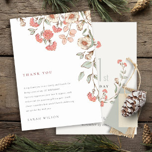 Kleine roze, rode, rode, baby-baby, zaterdag bedankkaart