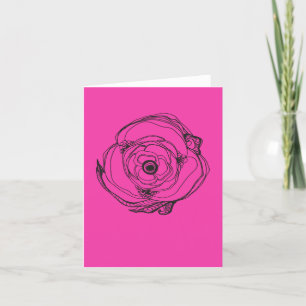 Kleine roze roze tekening & gedicht kaart