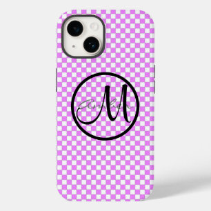 Kleine Roze Witte Geruite Persoonlijke Aanpassing Case-Mate iPhone 14 Hoesje