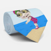 Kleine roze zwembroden met grote ogen stropdas (Opgerold)