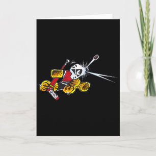 Kleine saves Cartoon Hockey Keeper Slag Schot Mask Kaart