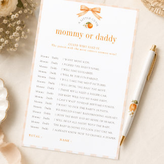 Kleine schat baby shower mama of papa raadspel