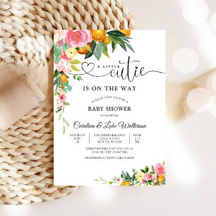 Kleine schat bloemige babyshower uitnodiging