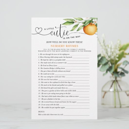 Kleine schat dubbelzijdige babyshower-spelletjes (Staand voorkant)