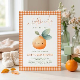 Kleine schat oranje geruite meisje baby shower kaart
