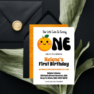 Kleine schatje Sinaasappel Citrus 1e verjaardag Kaart