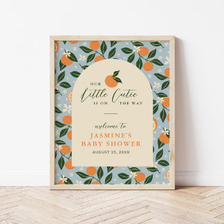 Kleine schatje Sinaasappel Citrus Baby Shower Welk Poster
