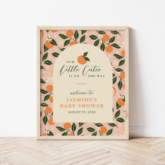 Kleine schatje Sinaasappel Citrus Baby Shower Welk Poster