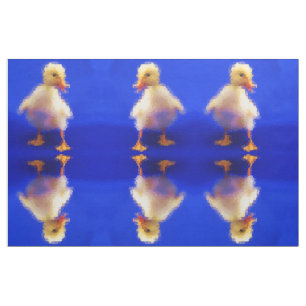 kleine schattige eend geschilderd op blauwe achte stof