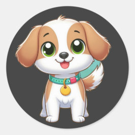 kleine schattige hond ronde sticker