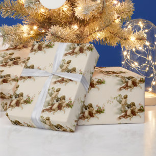 Kleine schattige Victoriaans kerst engelen Wr Cadeaupapier