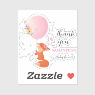 Kleine schattige vos met ballonsticker sticker