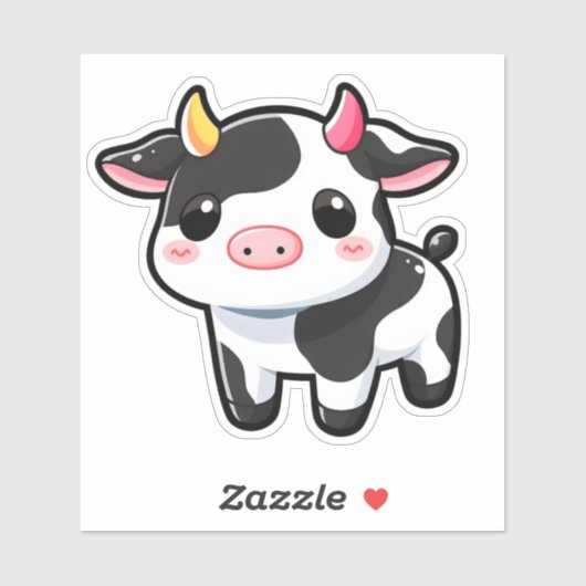 Kleine Schattigee Koe Sticker (Vel)