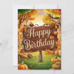 Kleine Schattigee Maple Leaf Autumn Herfst Happy B Kaart