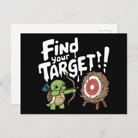 Kleine schildpad die een pijl en boog richt briefkaart (Voorkant / Achterkant)