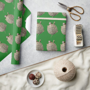 Kleine schildpadden op groen cadeaupapier
