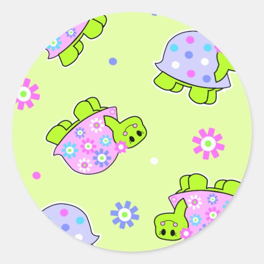 Kleine schildpadjes ronde sticker (Voorkant)