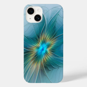 Kleine schoonheid moderne blauwe gouden fractale k Case-Mate iPhone 14 hoesje