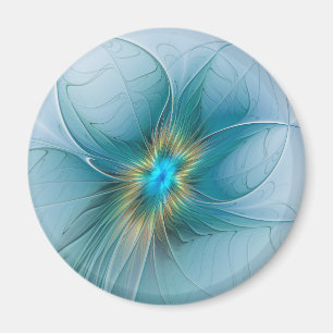 Kleine schoonheid moderne blauwe gouden fractale k magneet