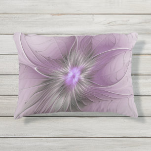 Kleine schoonheid moderne mauve grijze fractal kun buitenkussen