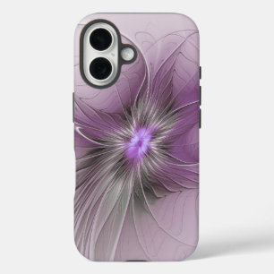 Kleine schoonheid moderne mauve grijze fractal kun iPhone 16 hoesje