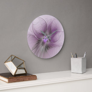Kleine schoonheid moderne mauve grijze fractal kun grote klok