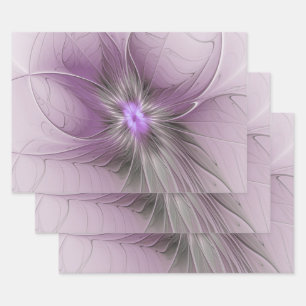 Kleine schoonheid moderne mauve grijze fractal kun inpakpapier vel