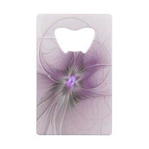 Kleine schoonheid moderne mauve grijze fractal kun kredietkaart flessenopener