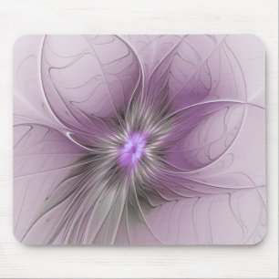 Kleine schoonheid moderne mauve grijze fractal kun muismat
