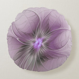 Kleine schoonheid moderne mauve grijze fractal kun rond kussen
