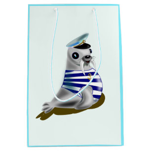 Kleine Seal Sailor Grappige Gift Bag Medium Cadeauzakje