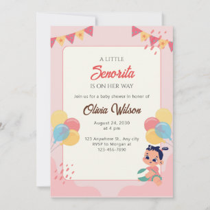 Kleine Senorita baby shower uitnodiging Fiesta