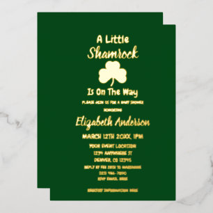 Kleine Shamrock St. Patrick's Day Baby Shower Folie Uitnodiging