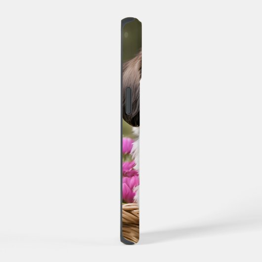 Kleine Shih Tzu Puppymand Bloemen iPhone 15 Hoesje (Rechterkant)