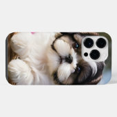Kleine Shih Tzu Puppymand Bloemen iPhone Hoesje (Achterkant horizontaal)