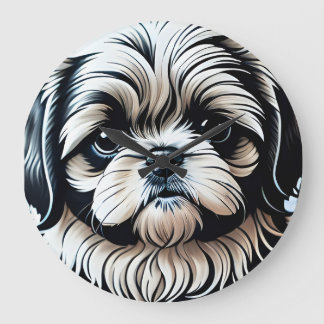 Kleine Shih Tzu ronde wandklok Grote Klok